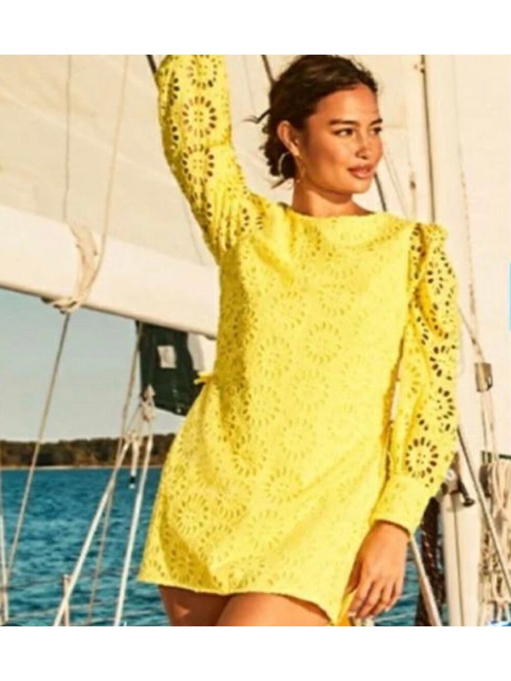 NWOT LILLY PULITZER YELLOW AISHA EYELET ROMPER; SIZE 2